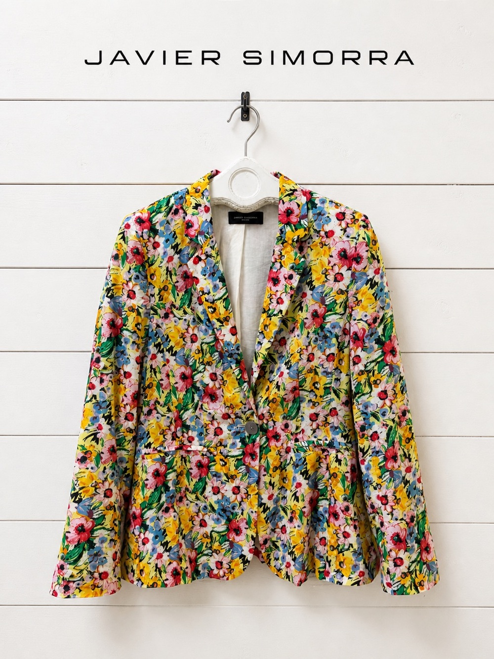 JAVIER SIMORRA Floral Cotton Blazer Size 12